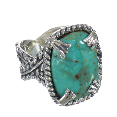 Southwestern Sterling Silver Turquoise Jewelry Ring Size 7-1/4 QX80546